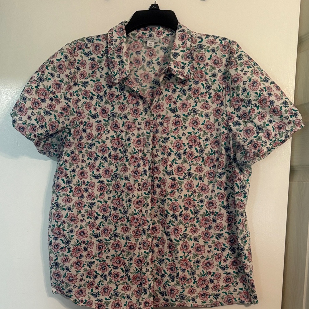 J. Crew Pink and Green Floral Shirt sz XXL